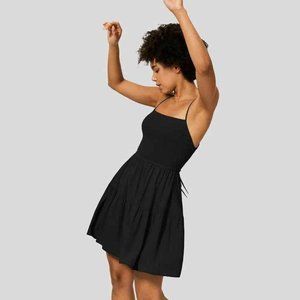 Halara | Backless Crisscross Adjustable Strap Shirred Plicated Flowy Mini